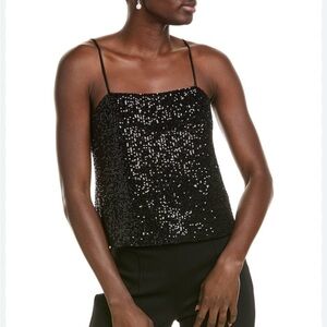 NWT Ramy Brook Sequin Black Cropped  Top Size 12 Retail 295.00